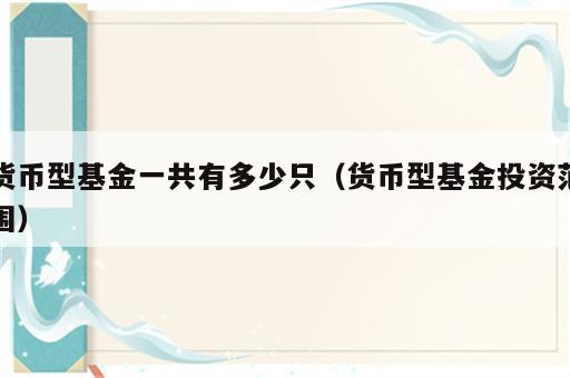 货币型基金一共有多少只（货币型基金投资范围）