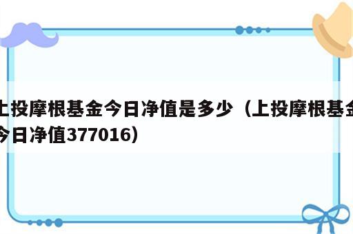 上投摩根基金今日净值是多少（上投摩根基金今日净值377016）
