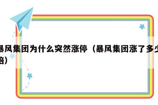 暴风集团为什么突然涨停（暴风集团涨了多少倍）
