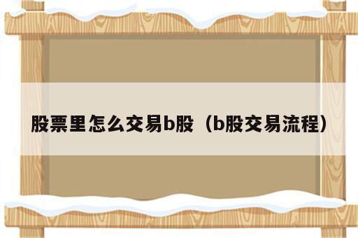 股票里怎么交易b股（b股交易流程）