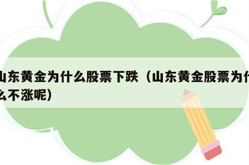 山东黄金为什么股票下跌（山东黄金股票为什么不涨呢）