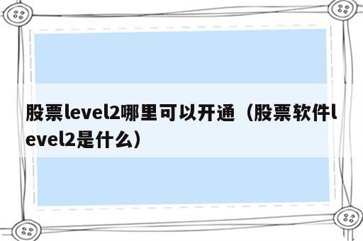 股票level2哪里可以开通（股票软件level2是什么）