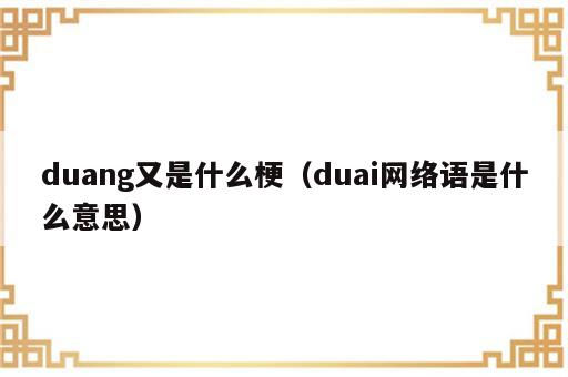 duang又是什么梗（duai网络语是什么意思）
