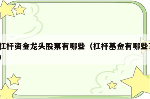 杠杆资金龙头股票有哪些（杠杆基金有哪些?）