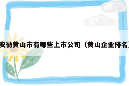 安徽黄山市有哪些上市公司（黄山企业排名）