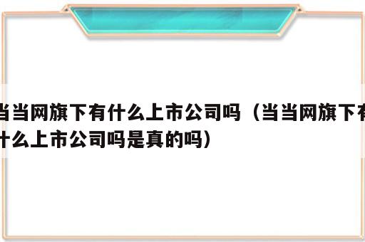 当当网旗下有什么上市公司吗（当当网旗下有什么上市公司吗是真的吗）