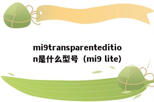 mi9transparentedition是什么型号（mi9 lite）