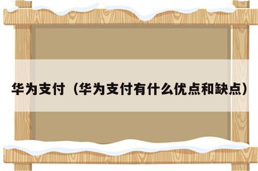 华为支付（华为支付有什么优点和缺点）