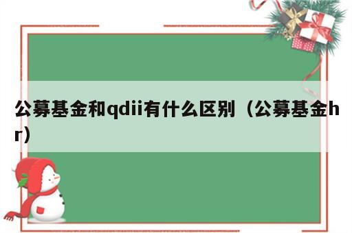 公募基金和qdii有什么区别（公募基金hr）