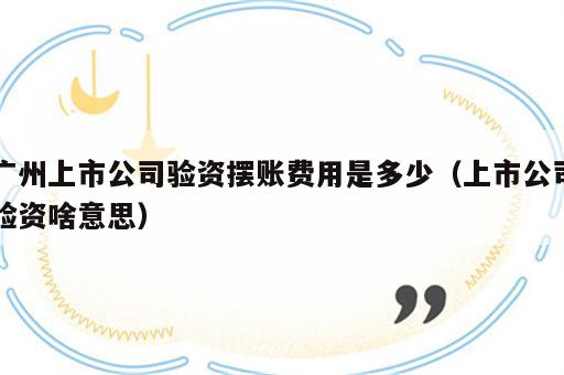 广州上市公司验资摆账费用是多少（上市公司验资啥意思）