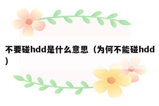 不要碰hdd是什么意思（为何不能碰hdd）