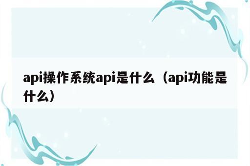 api操作系统api是什么（api功能是什么）