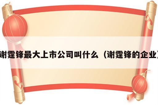谢霆锋最大上市公司叫什么（谢霆锋的企业）