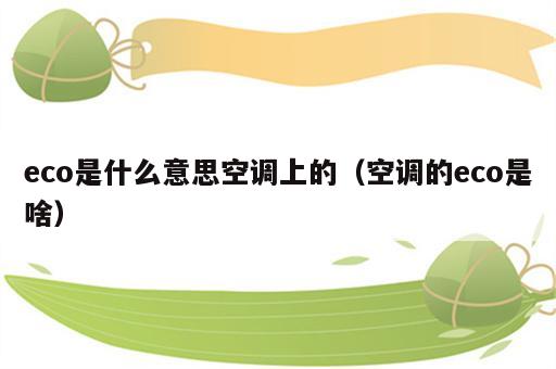 eco是什么意思空调上的（空调的eco是啥）