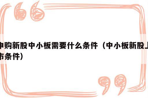 申购新股中小板需要什么条件（中小板新股上市条件）