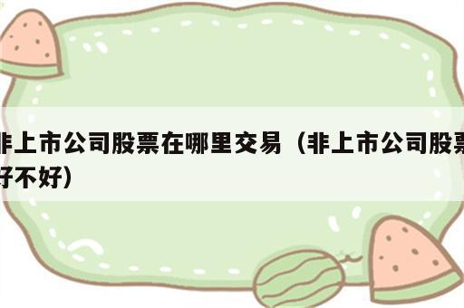 非上市公司股票在哪里交易（非上市公司股票好不好）