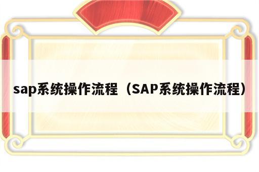 sap系统操作流程（SAP系统操作流程）