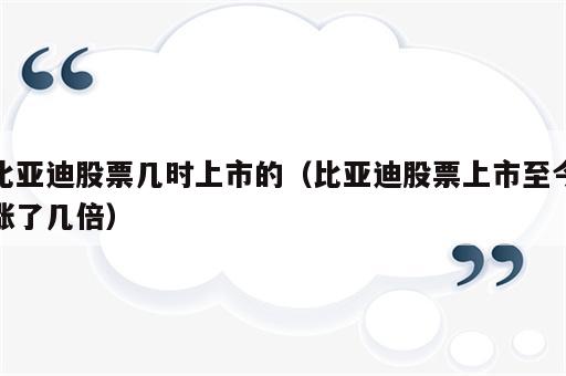 比亚迪股票几时上市的（比亚迪股票上市至今涨了几倍）