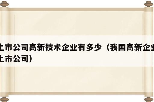 上市公司高新技术企业有多少（我国高新企业上市公司）
