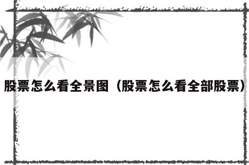 股票怎么看全景图（股票怎么看全部股票）