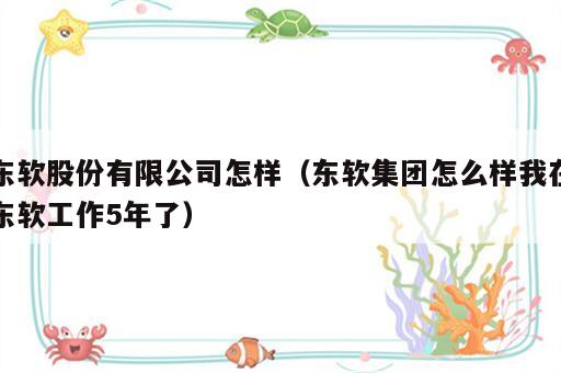 东软股份有限公司怎样（东软集团怎么样我在东软工作5年了）