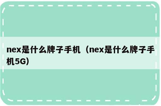 nex是什么牌子手机（nex是什么牌子手机5G）
