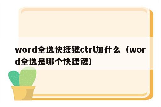 word全选快捷键ctrl加什么（word全选是哪个快捷键）