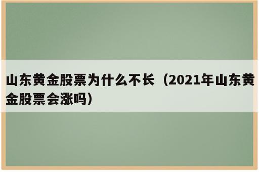 山东黄金股票为什么不长（2021年山东黄金股票会涨吗）
