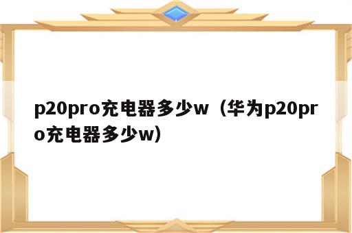 p20pro充电器多少w（华为p20pro充电器多少w）