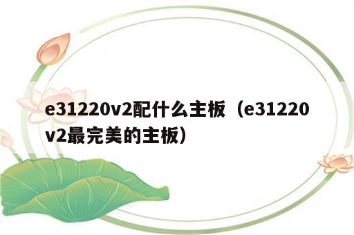 e31220v2配什么主板（e31220v2最完美的主板）