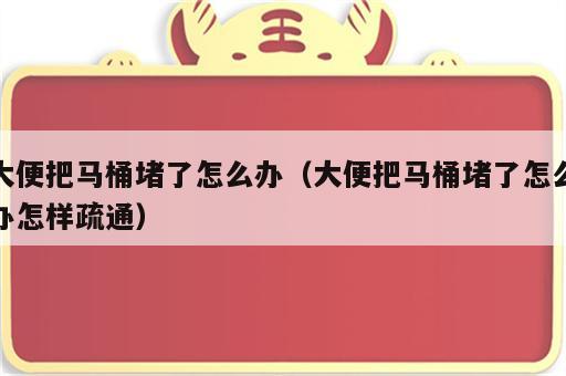 大便把马桶堵了怎么办（大便把马桶堵了怎么办怎样疏通）