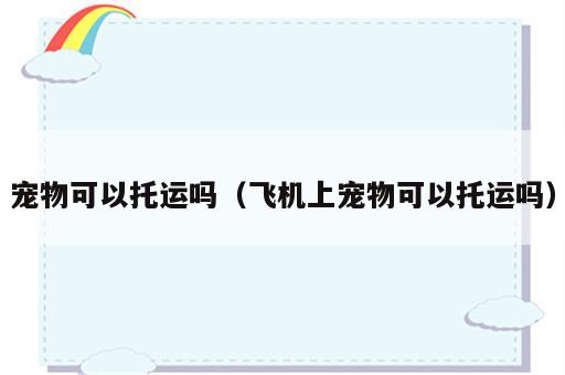 宠物可以托运吗（飞机上宠物可以托运吗）