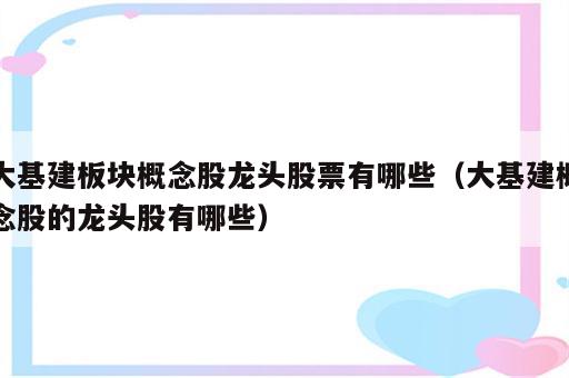 大基建板块概念股龙头股票有哪些（大基建概念股的龙头股有哪些）