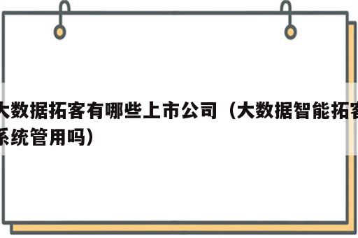 大数据拓客有哪些上市公司（大数据智能拓客系统管用吗）