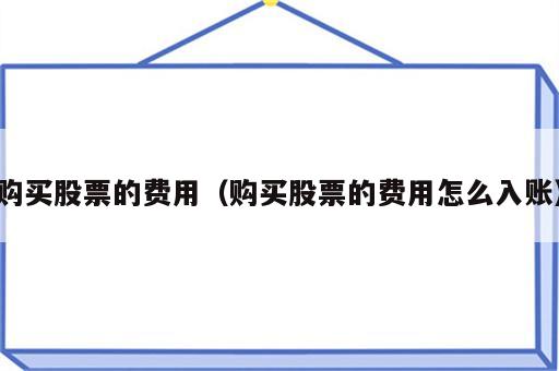 购买股票的费用（购买股票的费用怎么入账）