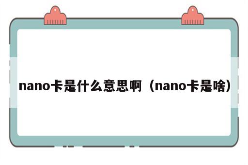 nano卡是什么意思啊（nano卡是啥）
