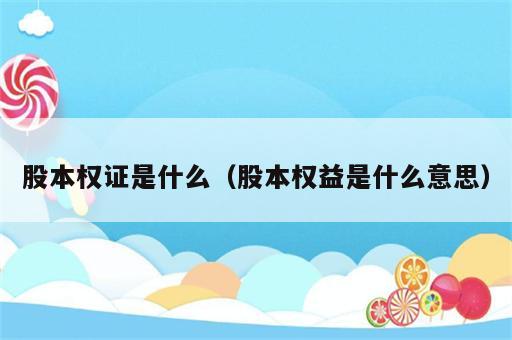 股本权证是什么（股本权益是什么意思）