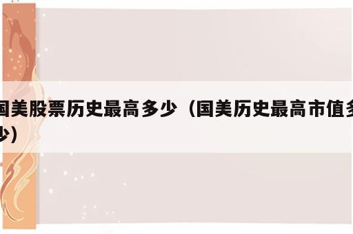 国美股票历史最高多少（国美历史最高市值多少）