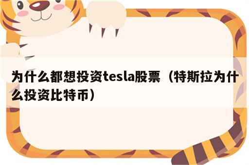 为什么都想投资tesla股票（特斯拉为什么投资比特币）