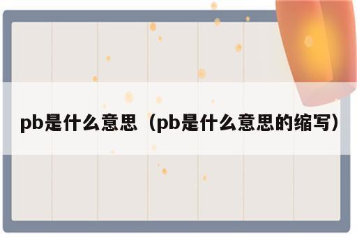 pb是什么意思（pb是什么意思的缩写）