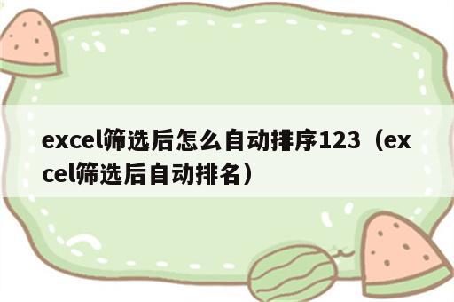 excel筛选后怎么自动排序123（excel筛选后自动排名）