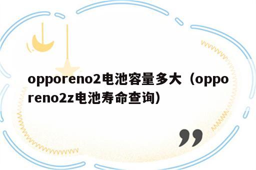 opporeno2电池容量多大（opporeno2z电池寿命查询）