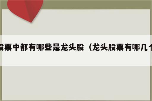 股票中都有哪些是龙头股（龙头股票有哪几个）