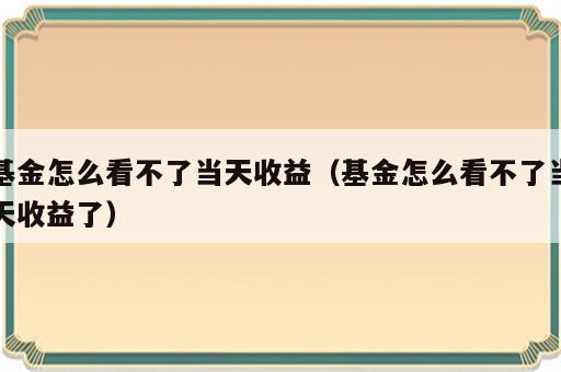 基金怎么看不了当天收益（基金怎么看不了当天收益了）