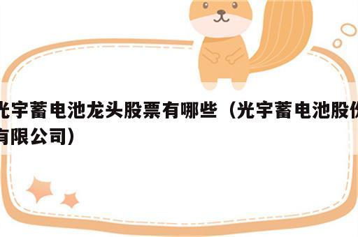 光宇蓄电池龙头股票有哪些（光宇蓄电池股份有限公司）