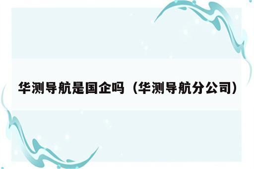 华测导航是国企吗（华测导航分公司）