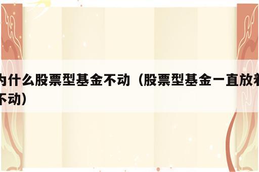 为什么股票型基金不动（股票型基金一直放着不动）
