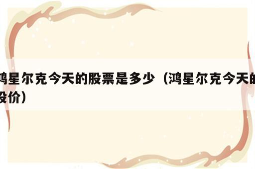 鸿星尔克今天的股票是多少（鸿星尔克今天的股价）