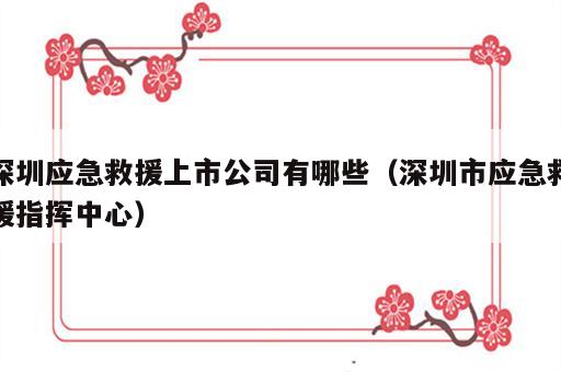 深圳应急救援上市公司有哪些（深圳市应急救援指挥中心）