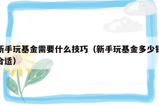 新手玩基金需要什么技巧（新手玩基金多少钱合适）